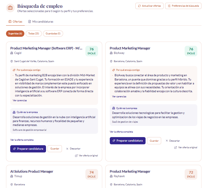 Ofertas de empleo ordenadas por encaje en Kirai